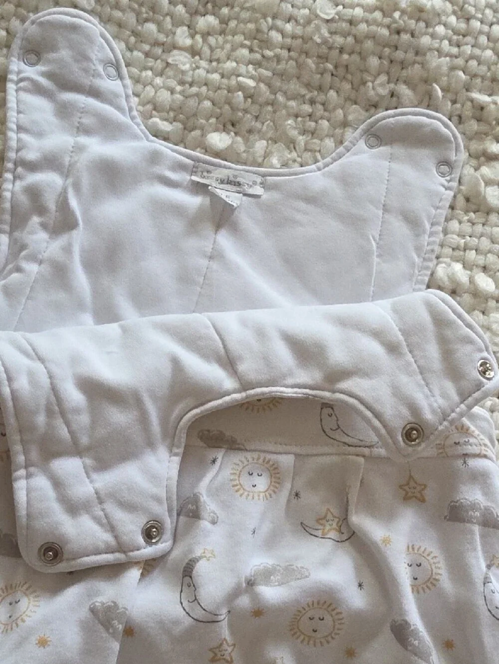 Kissy Kissy white soft baby sleep sack 0-6